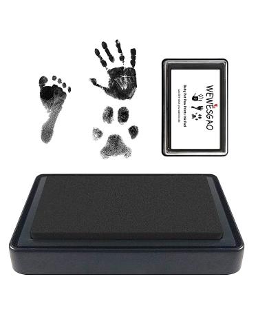 WEWESGAO Ink Pads for Baby Footprints and Pet Paw Print kit,Non-Toxic and Acid-Free Ink, Easy to Wipe and Wash Off Skin, Smudge Proof,Perfect Family Memory Gift,Long Lasting Keepsakes(Black) Black print
