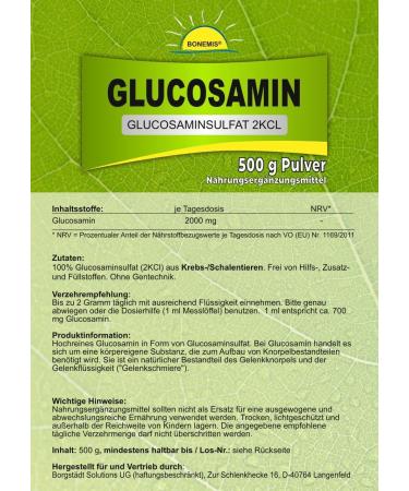 Buy Bonemis Glucosamine Powder 500g - Premium Quality No Additives Glucosamine Sulfate 2KCl - International Shipping Available - Buy Online on GoSupps.com