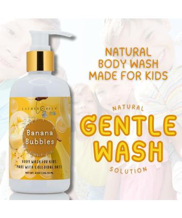 Lather Green Kids Body Wash Plant Based Gentle Moisturizer with Shea Butter Safe for Sensitive Skin Banana Bubbles 3 Pack (8 oz Each) - Buy Online on GoSupps.com