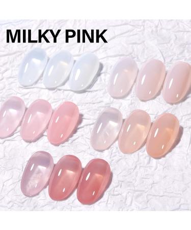 AILLSA Nude Gel Polish Set Pink Milky White Jelly Gel Nail Polish with Base and Top Coat Neutral Sheer Colors Translucent Gel Polish for French Manicure Soak Off U V Gel Starter Kit DIY at Home Crystal Castles - Buy Online on GoSupps.com