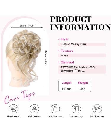 REECHO Ash Blonde Tousled Messy Bun Hair Piece - Synthetic Updo Donut Accessories for Women - Buy Online on GoSupps.com