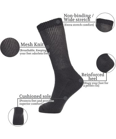 LIN PERFORMANCE Diabetic Crew Socks - Non-Binding & Cushioned 6 Pairs XL (Dark Grey 13-15) for Men & Women - Soft Comfortable & Supportive - Buy Online on GoSupps.com