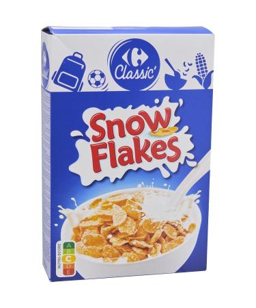 CARREFOUR CLASSIC' C r ales Snow Flakes Croquantes et L g res Petit-D jeuner Savoureux (375g) - Le Lot De 4