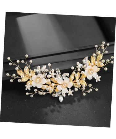 Housoutil Rhinestone Pearl Hair Comb Floral Hair Clip Hair Jewels for Women Floral Headpiece Wedding Hair Clips Rhinestone Headpiece for Women French Combs The Side Bride White Accessories - Buy Online on GoSupps.com