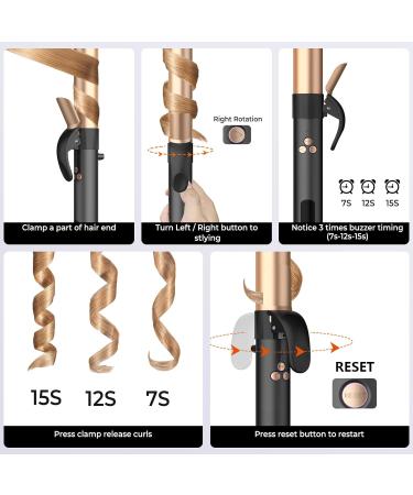 Rotating Curling Iron 5 Temperature 1 1/4 in Automatic Curling Iron Dual Voltage 360 Rotating Hair Curler Travel Auto Hair Curling Wands 1H Auto-Off & 30s Fast Heat Self Curler Hair Styling Tools Black - Buy Online on GoSupps.com