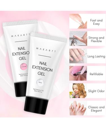 Makartt Poly Nail Gel Set - Gel Builder Spring Pink White Gel Nail Extension Kit Nail Strengthener 3D DIY Nail Art Design French Manicure Home Salon Clear+le Corail - Buy Online on GoSupps.com
