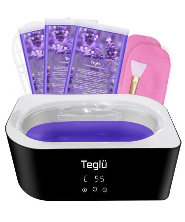 Teglu Paraffin Wax Bath for Hands and Feet 4L Fast Paraffin Heater with 3pcs Paraffin Wax/Glove/Brush for Thermal Therapy 200W Black