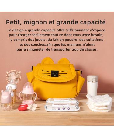 Sunveno Cat Diaper Bag - Large Capacity Mommy Travel Bag & Universal Baby Stroller Organizer in Yellow - Buy Online on GoSupps.com