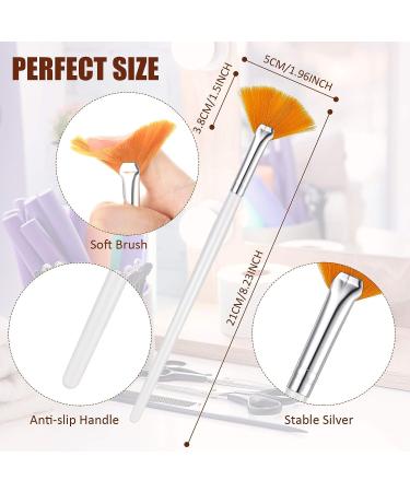 8-Piece Long Handle Fan Facial Brush Set for Makeup Peel - White Orange - Buy Online on GoSupps.com