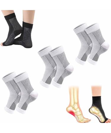 2023 Complex Ankle Sleeves Fine Compress Anti Fatigue Compression Foot Sleeves Compression Neuropathy Socks for Women Men Foot Sleeve Support (L/XL White) L/XL White