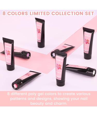 TopDirect 8 * 15 ml Poly Nail Extension Gel Set - White, Pink, Nude Glitter - Acrylic Nail Builder Gel for At-Home Nail Art - Perfect Gift for Women - Buy Online on GoSupps.com