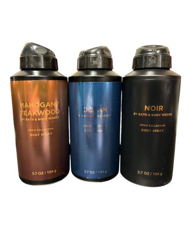 Men's Fragrance Set: Noir Ocean & Mahogany Teakwood 3.7 oz Each - 3 Bottles