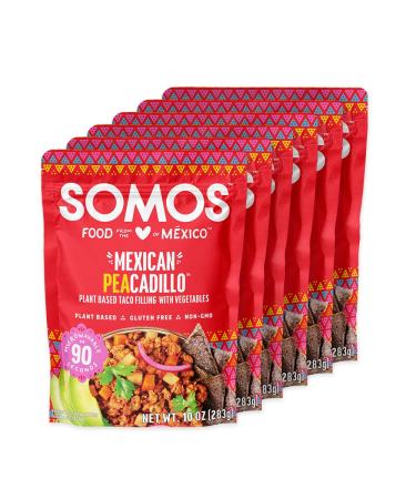 SOMOS Mexican Peacadillo Plant Based Taco Filling 10 oz Pouch (Pack of 6) Gluten Free Non-GMO Vegan Microwavable Meals Ready to Eat