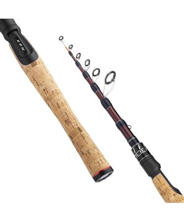 EOW XPEDITE Portable Telescopic Spinning Fishing Rods, 24T Carbon Blanks & Solid Carbon Tip, Cork Handle, Travel Rod, Light Weight and Short Collapsible Rods Rod - Spinning/Action Fast/Power M 6