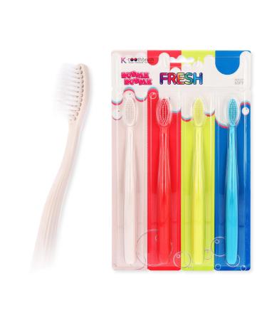 SANGSI Embossed Bristle Toothbrush Soft Toothbrushes for Adults - Sensitive Teeth and Gums Care - Perfect Travel Essentials Bubble Bubble Fresh Pack of 4