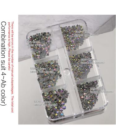 FEIlei 6 Grids Box Set Flat Back Rhinestones and Small Round Diamond Combination for DIY Nail Art Accessories Crystals - Buy Online on GoSupps.com
