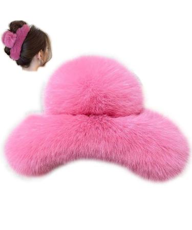 Fluffy Plush Hair Claw Clips Big Hair Claw Large Super Grip Hair Clips Shark Jaw Clamp Colorful Hair Clips for Women Girls Hair Accessories