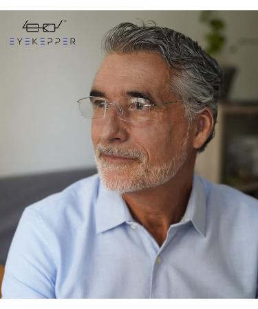 Eyekepper Titanium Rimless Reading Glasses for Men - Gunmetal 55mm Lens Width 2.5x Magnification - International Shipping Available - Buy Online on GoSupps.com