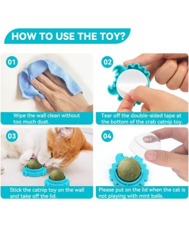 AUCENIX Cattion Mist Balls - Edible Dental Toys for Cats | Natural Rotating Cat Toys & Wall Rollers for Kittens (Blue) - Buy Online on GoSupps.com