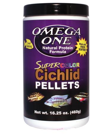 Omega One Super Color Sinking Cichlid Pellets, 2mm Small Pellets 1.01 Pound (Pack of 1)
