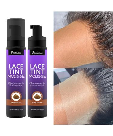 Lace Frontal Tint Mousse and Spray for Wigs - Hair Color Styling Foam and Mist Brown Dark Brown