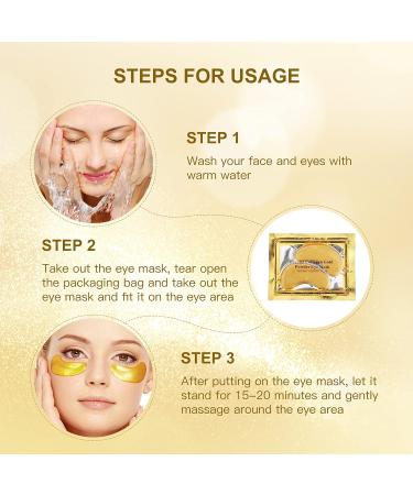 30pcs Gold Eye Mask Gel Collagen Pads - Remove Dark Circles & Puffiness, Reduce Wrinkles - Moisturizing Eye Treatment - Buy Online on GoSupps.com