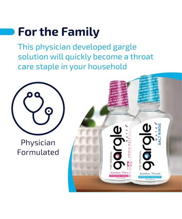 Natural Saline Gargle Water Mouthwash 12 fl oz - Soothes Dry Sore Throat - pH-Balanced Salt Rinse - Alcohol-Free & Dye-Free - (2pk) - Buy Online on GoSupps.com