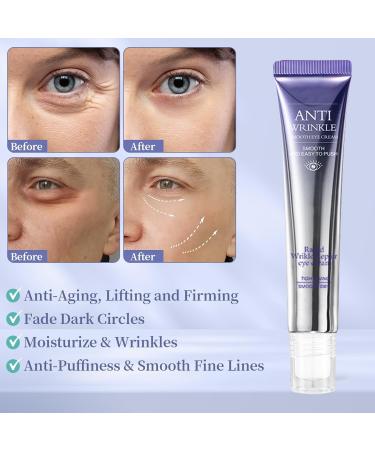 Retinol Eye Cream with Cooling Triple Roller Hyaluronic Acid Eye Serum for Dark Circles Puffiness & Fine Lines Anti-Wrinkle Firming & Moisturizing Treatment 20g (2PCS) - Buy Online on GoSupps.com