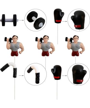 5 Pieces Resin 3D Weightlifting Cake Attachments | Barbell Boxing Gloves & Nunchaku | Bodybuilding Cake Decorations for Fitness Birthday Parties | Multicolored Gym Accessories - Buy Online on GoSupps.com