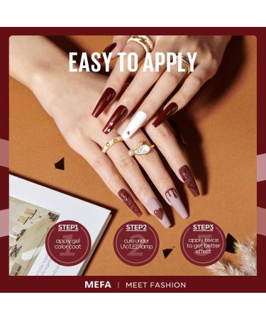 MEFA Autumn Gel Nail Polish Set 12 Colors Red Brown Gel Polish Set Nude Pink Gel Polish Soak Off UV Led Dark Red Glitter Nail Gel Manicure at Home DIY Salon for Women Brown Red - Buy Online on GoSupps.com
