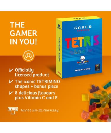 Powerbears Gamer Rubber Gift Box - Tetris Shaped Gummy Bears with 20% Fruit Juice & Vitamins | 8 Fruity Flavors | 250g - Buy Online on GoSupps.com