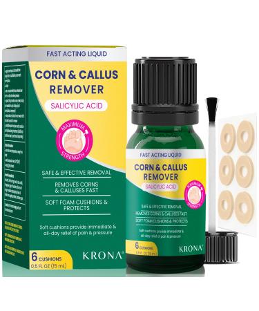 Corn Removers For Feet - Fast Acting Liquid Corn Remover Callus Remover Maximum Strength Liquid Corn & Callus Remover with Salicylic Acid Safe Removes Corns & Calluses Fast With Cushions(6PCS)