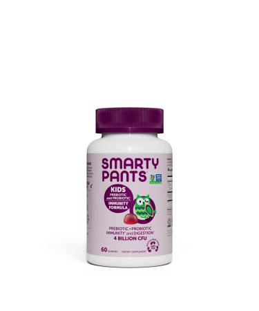 SmartyPants Kids Probiotic Immunity Gummies: Prebiotics & Probiotics for Immune Support & Digestive Comfort, Grape Flavor, 60 Gummy Vitamins, 30 Day Supply, No Refrigeration Required