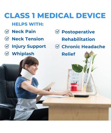 Kedley Foam Neck Collar Medical Grade Adjustable Neck Brace Support for Neck Pain - Soft Comfortable Cervical Collar for Neck and Spine Injuries - M/L Size, White - Buy Online on GoSupps.com