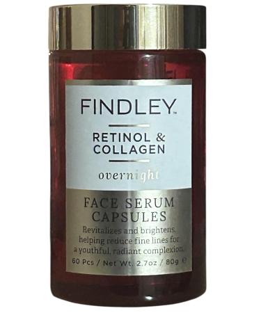 Findley Retinol and Collagen Face Serum Capsules Anti-Aging Skincare Treatment 60 Count