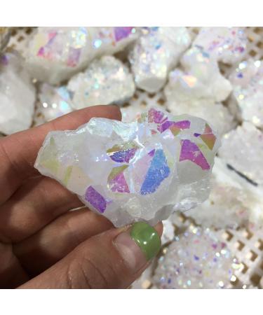for Pretty White Angel Aura Quartz Point Electroplated Crystal Cluster Piedras decorativas para el hogar (Size : 80-110G) - Buy Online on GoSupps.com