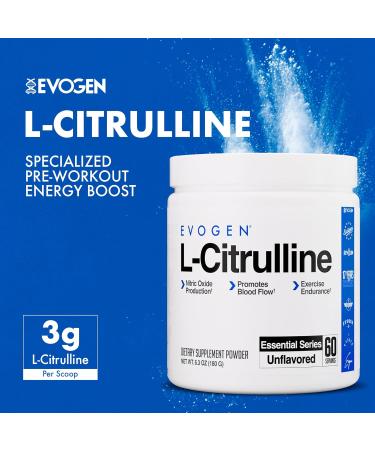 Evogen L-Citrulline Powder - Nitric Oxide Booster | Nitric Oxide Production Promotes Blood Flow & Endurance | 60 Servings - Buy Online on GoSupps.com