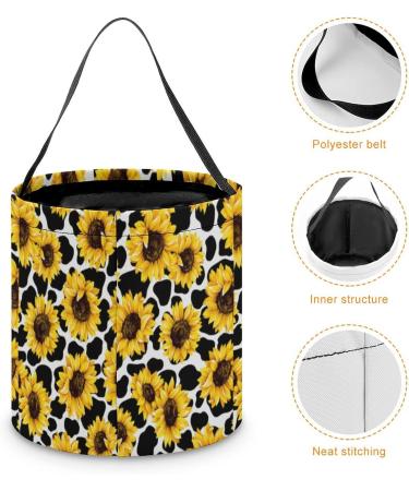 ZOPIPUQD Sunflower Cow Halloween Bucket Candy Tote Bags Trick Or Treat Bags Decor Gifts for Adults Boys Girls - Buy Online on GoSupps.com