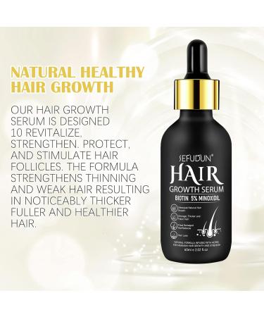 5% Minoxidil Hair Growth Serum - Biotin Hair Regrowth Treatment for Thinning Hair & Scalp Loss | 60ml/2oz 1 Month Supply - Buy Online on GoSupps.com