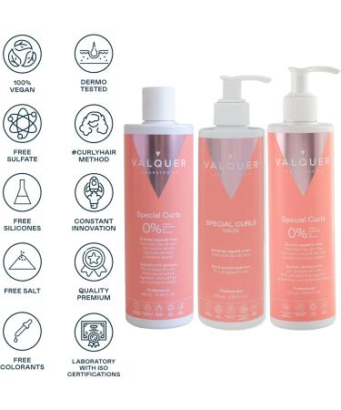 Valquer Professional Curly Method Pack Shampoo 400 ml + Mask 290 ml + Booster 300 ml Special Curls Curly Hair Sulfate Free Salt Free. Up to 96% natural origin - Buy Online on GoSupps.com