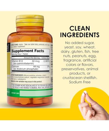 MASON NATURAL Vitamin B12 50 mcg with Calcium 100 Day Supply Dietary Supplement to Support Natural Energy Levels 100 Tablets (Pack of 1) - Buy Online on GoSupps.com