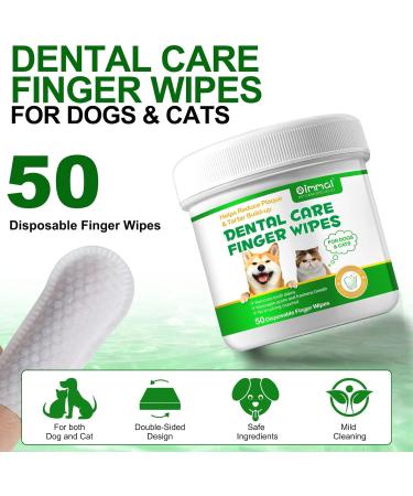 Dental Care Towels for Dogs & Cats | 50-Piece Pet Finger Wipes for Plaque Gum Care & Tartar Removal - Buy Online on GoSupps.com
