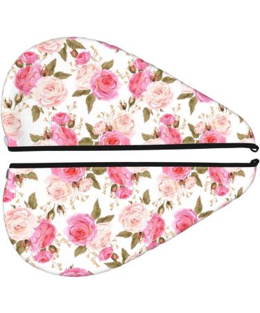 Large Microfiber Hair Towel Wrap for Women - Pink Rose Floral Quick Drying Turban | Super Absorbent Hair Cap 25.2x10.2 Inch - Anti Frizz Hair Drying Towel - Buy Online on GoSupps.com