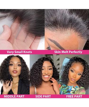 UKASI Short Curly Bob Wig 12 Inch 100% Virgin Human Hair | Deep Wave 13x4 Lace Frontal Wigs for Women | Pre Plucked 180% Density True To Length | Natural Black Color - Buy Online on GoSupps.com