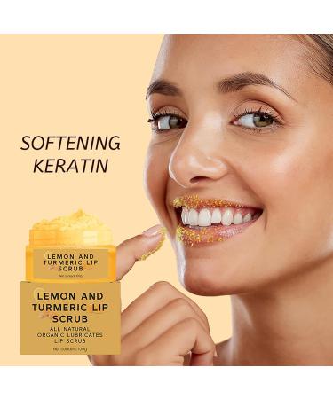 Natural Turmeric Lemon Lip Scrub for Dark Lips Turmeric Lemon Lip Exfoliator Nourishing Sugar Lip Scrub with Aloe Vera Gentle Exfoliant for Dry and Chapped Lips Hydrates & Fade Lip Lines 100g - Buy Online on GoSupps.com