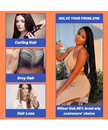 Bilisar Box Braid Wig for Black Women - 30 Inch Hand Braided Synthetic Lace Front Wig with Baby Hair - Lightweight Knotless Cornrow Braids in Natural Black (1B) - Buy Online on GoSupps.com