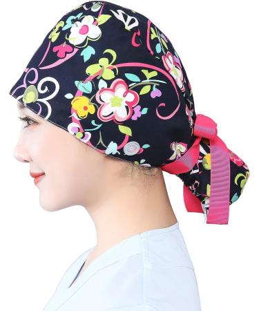Fassave 2Pcs Working Cap for Women - Adjustable Ponytail Hats with Buttons, Ribbon Tie, Sweatband - Color 02 - Buy Online on GoSupps.com