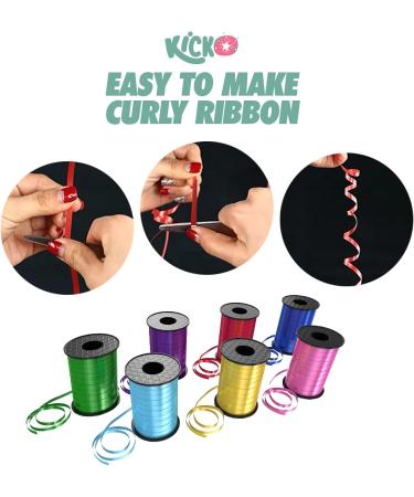 Kicko Curling Ribbon - Colorful Assorted - 12 Pack - 720 Ft Total - for Florist Flowers Arts and Crafts Hair School Girls Fabric Ribbon Balloons Holidays Birthdays - Buy Online on GoSupps.com