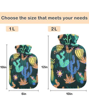 NAANLE 1L Hand-Drawn Cactus Hot Water Bottle - Pain Relief for Menstrual Cramps & Heat Therapy - Buy Online on GoSupps.com