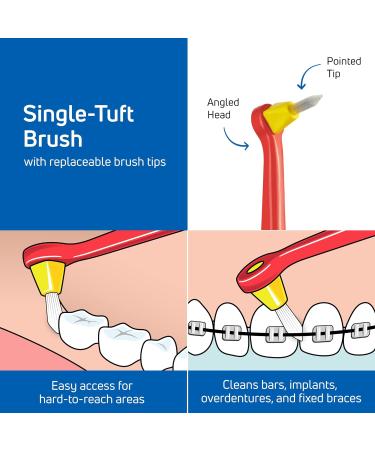 TEPE Interspace Soft Angled Toothbrush with Pointed Tuft - 1 Handle, 12 Detachable Brush Tips - Buy Online on GoSupps.com